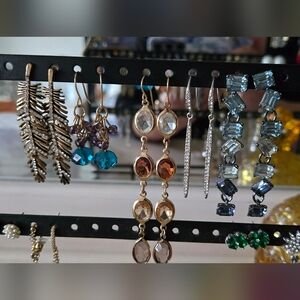 Earrings Lot.. Glass, Crystals. Multiple Sizes.